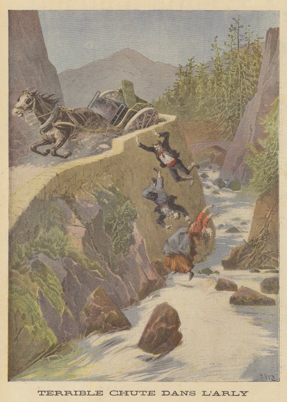 Vognulykke ved elven Arly av after Henri Meyer