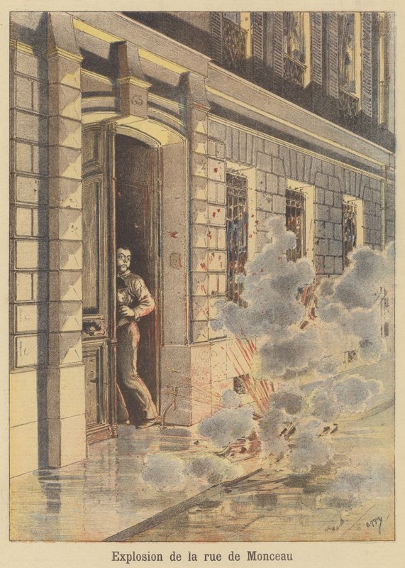 Eksplosjon på Rue de Monceau av after Henri Meyer