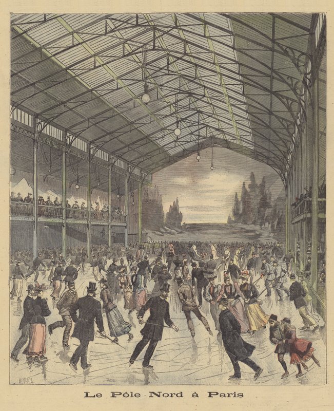 Skøytebane i Paris av after Henri Meyer