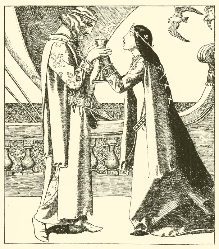 Belle Iseult og Sir Tristram drakk kjærlighetstørken av after Howard Pyle