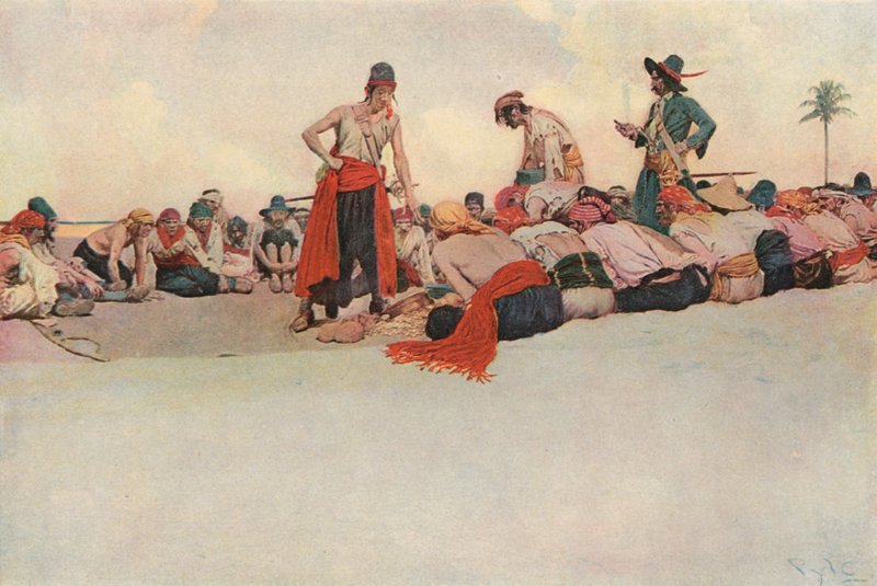 Så skatten ble delt av after Howard Pyle