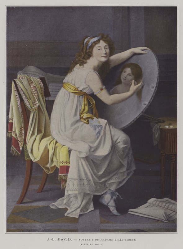 Portrett av Madame Vigee-Lebrun av after Jacques Louis David