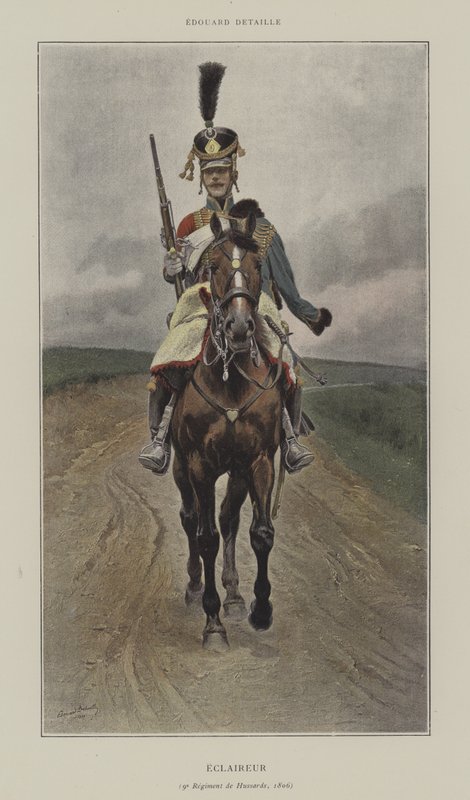 Speider, 9. regiment av husarer, 1809 av after Jean Baptiste Edouard Detaille