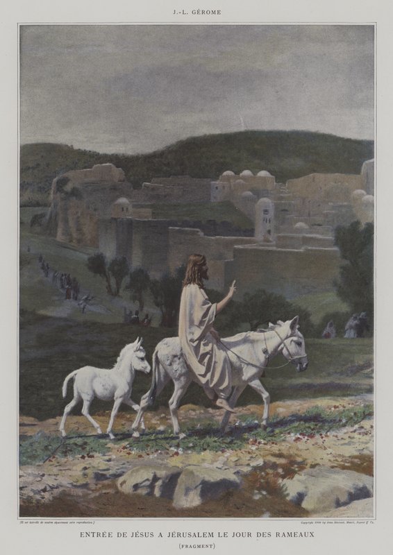 Detalj fra Entree de Jesus a Jerusalem le Jour des Palmeaux (Kristus kommer inn i Jerusalem på palmesøndag) av after Jean Leon Gerome