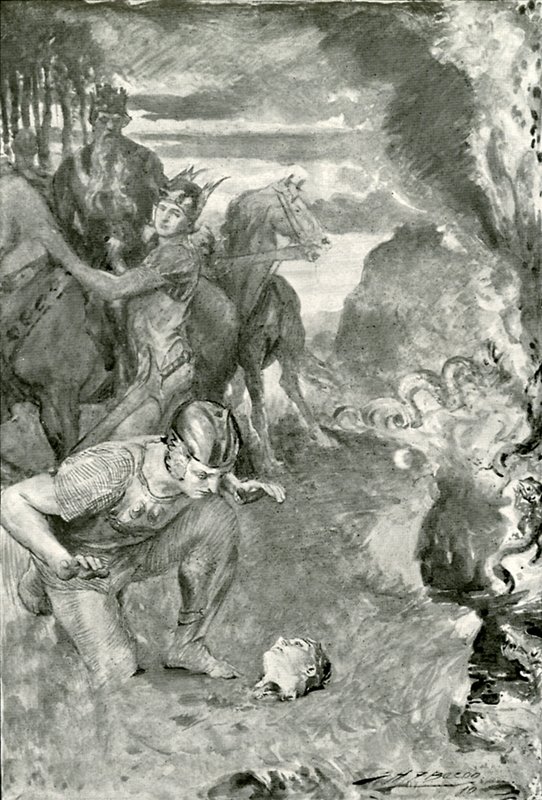 Beowulf finner hodet til Aschere av after John Henry Frederick Bacon