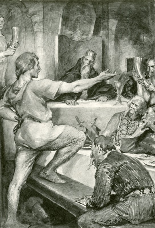 Beowulf svarer hovmodig til Hunferth av after John Henry Frederick Bacon