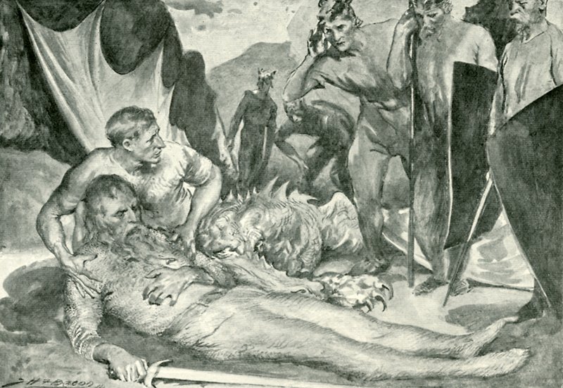 Beowulfs død av after John Henry Frederick Bacon