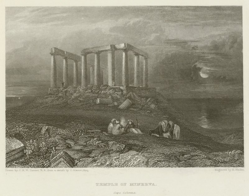 Temple of Minerva, Cape Colonna av after Joseph Mallord William Turner