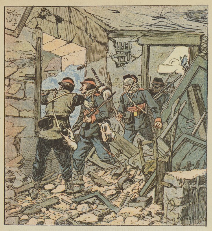Varsling av den 74. mobilen i ruinene av Varize av after Louis Charles Bombled