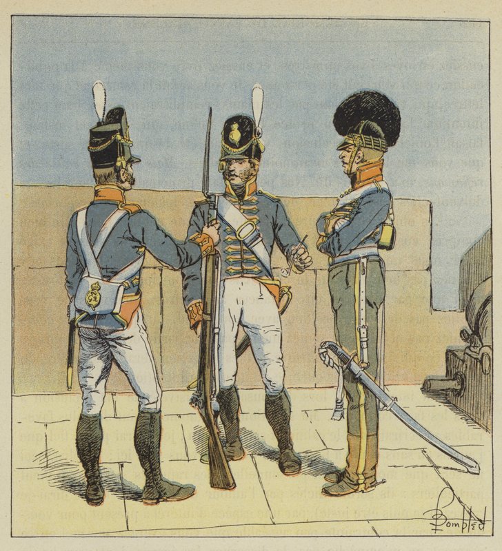 Engelsk artilleri, til fots, til hest av after Louis Charles Bombled