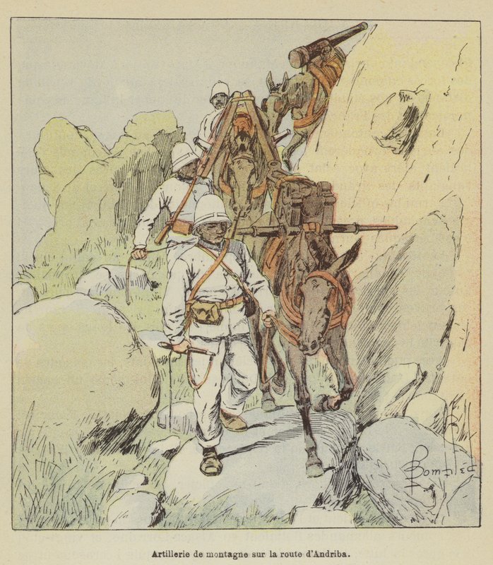 Fjellartilleri på veien til Andriba av after Louis Charles Bombled