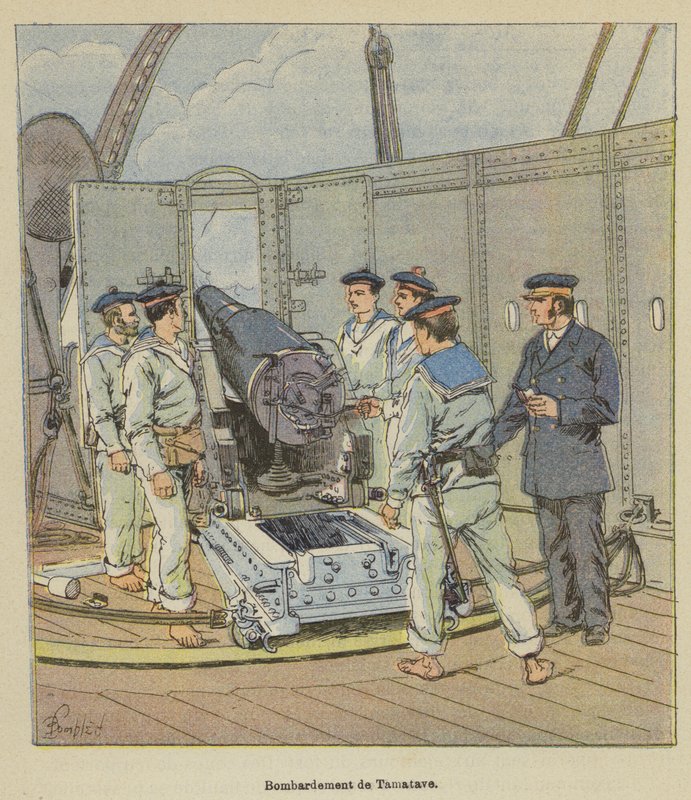 Bombardement av Tamatave av after Louis Charles Bombled