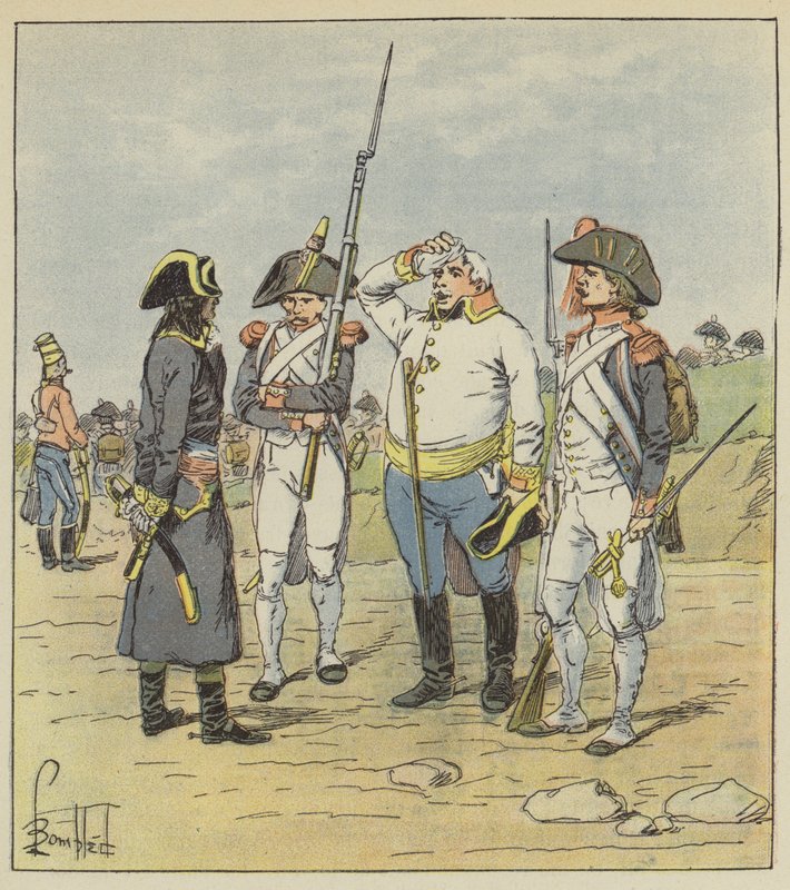 Bonaparte forhører en feit fange, østerriksk major av after Louis Charles Bombled