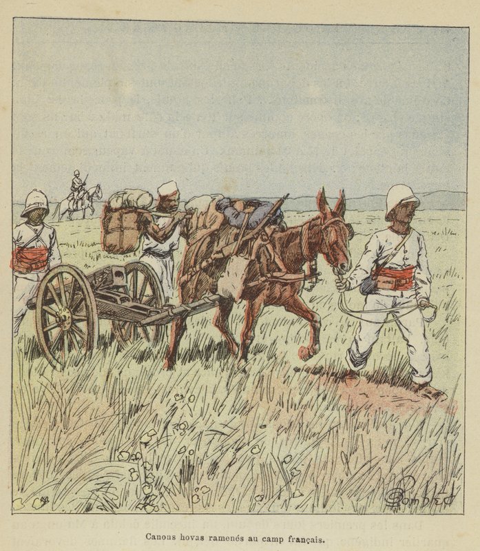 Hovas-kanoner brakt tilbake til den franske leiren av after Louis Charles Bombled