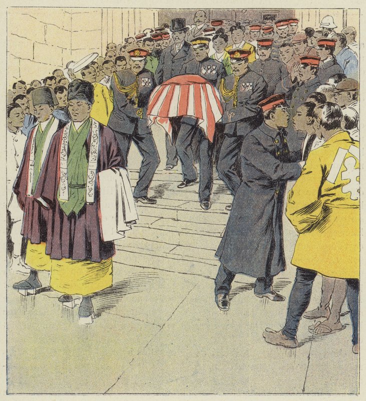 Religiøs militær seremoni i Tokyo av after Louis Charles Bombled
