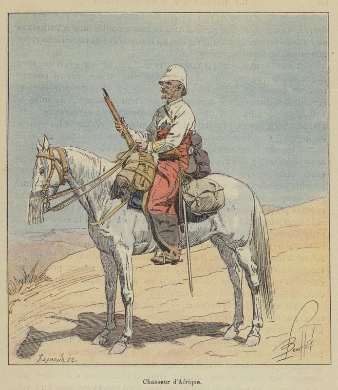 afrikansk jeger av after Louis Charles Bombled