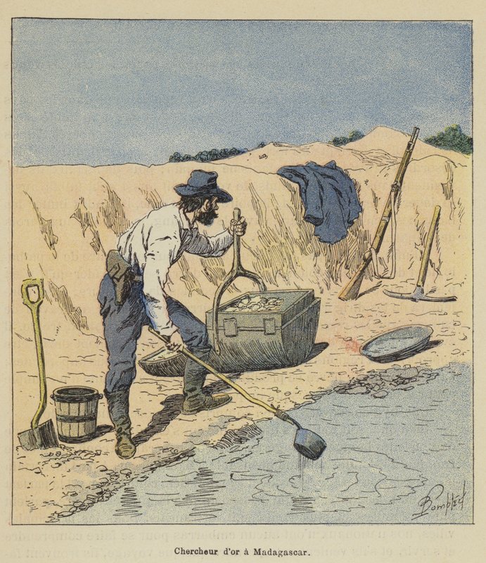Gullforsker på Madagaskar av after Louis Charles Bombled