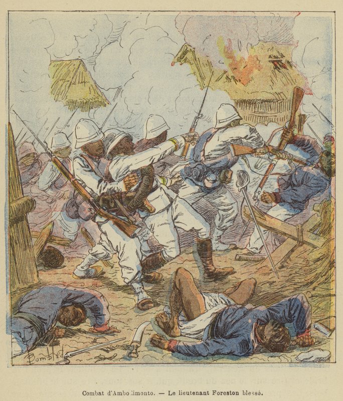 Kamp av Ambodimonto, løytnant Foreston sår av after Louis Charles Bombled