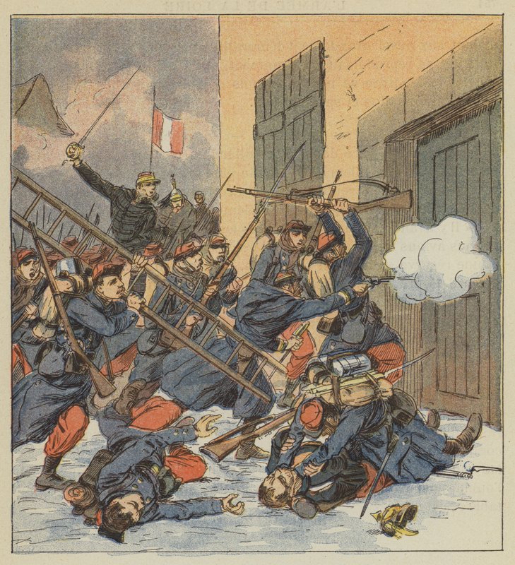 Slaget ved Droue skyter general Gougeard i spissen for en kolonne med infanteri av after Louis Charles Bombled