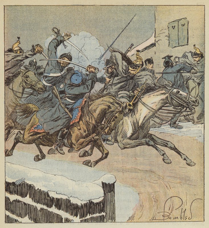 Slaget ved Nouans-le-Fuzelier, kvartermesteren Lajersie dreper majoren av husarregimentet Posen av after Louis Charles Bombled