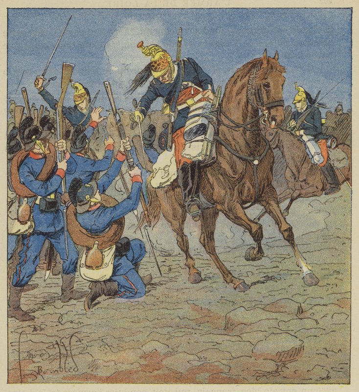 Combat de Vallieres, Drakene våre angriper et bayersk selskap og tar det til fange av after Louis Charles Bombled
