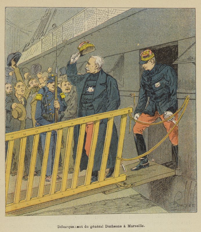 Landgang av general Duchesne i Marseilles av after Louis Charles Bombled