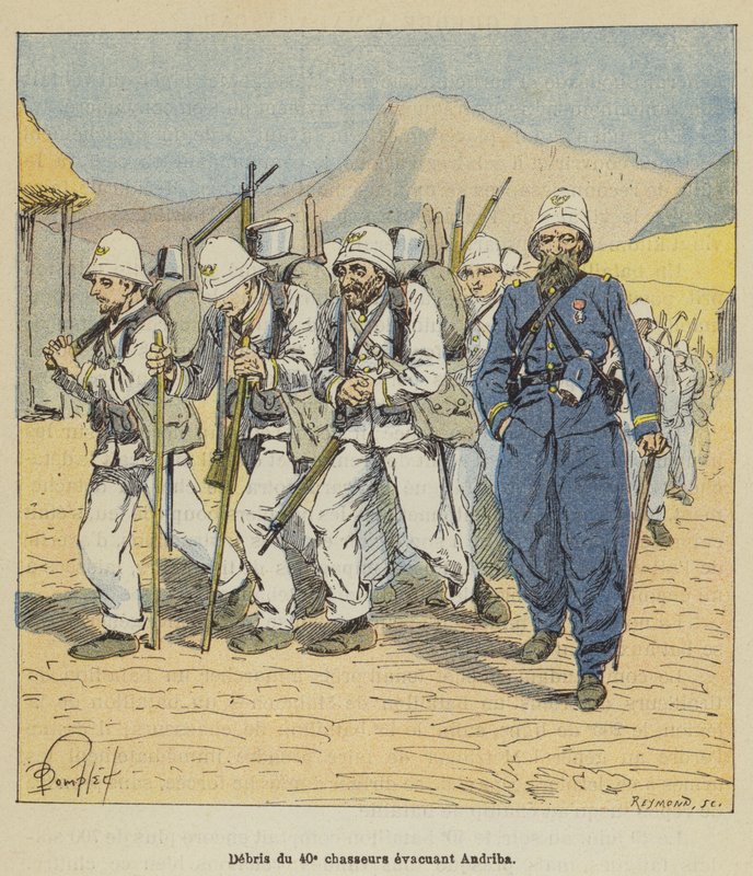 Rester av de 40. Andriba-evakueringsjegerne av after Louis Charles Bombled