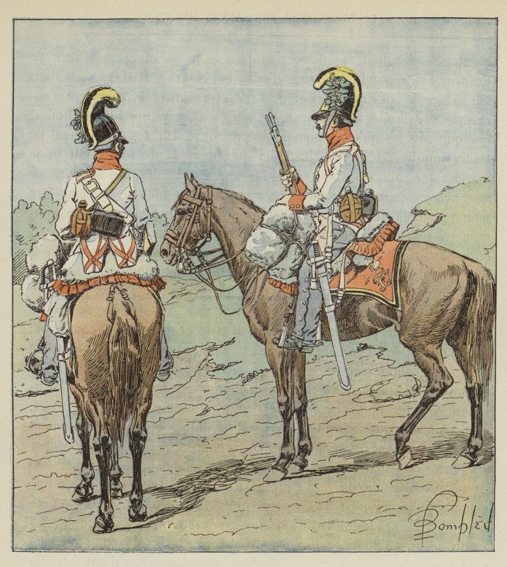 Utvalgte østerrikske dragoner av after Louis Charles Bombled