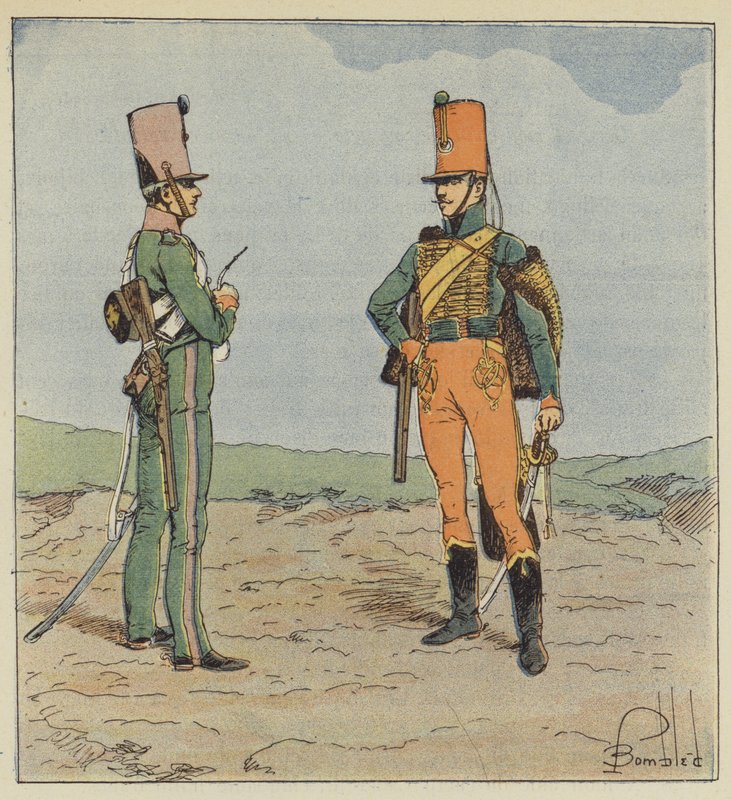 Speider og jeger til hest, Unggarde 1813-1815 av after Louis Charles Bombled