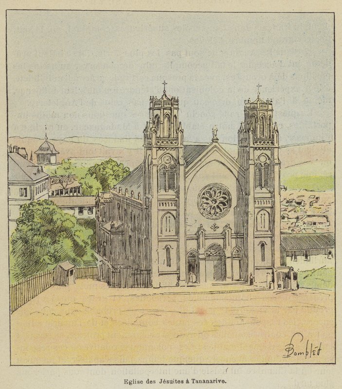 Jesuittkirken i Tananarive av after Louis Charles Bombled