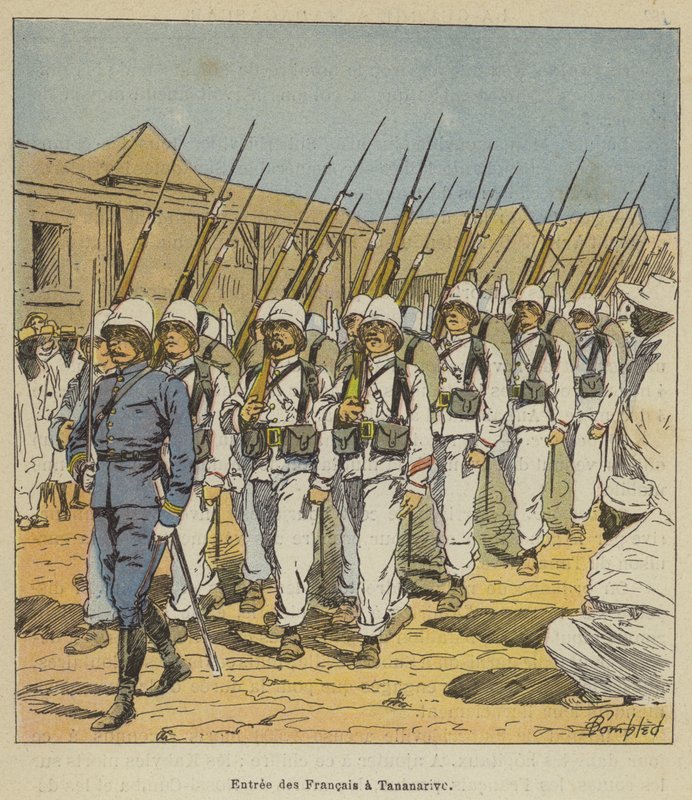 Franskmennenes inntog i Antananarivo av after Louis Charles Bombled