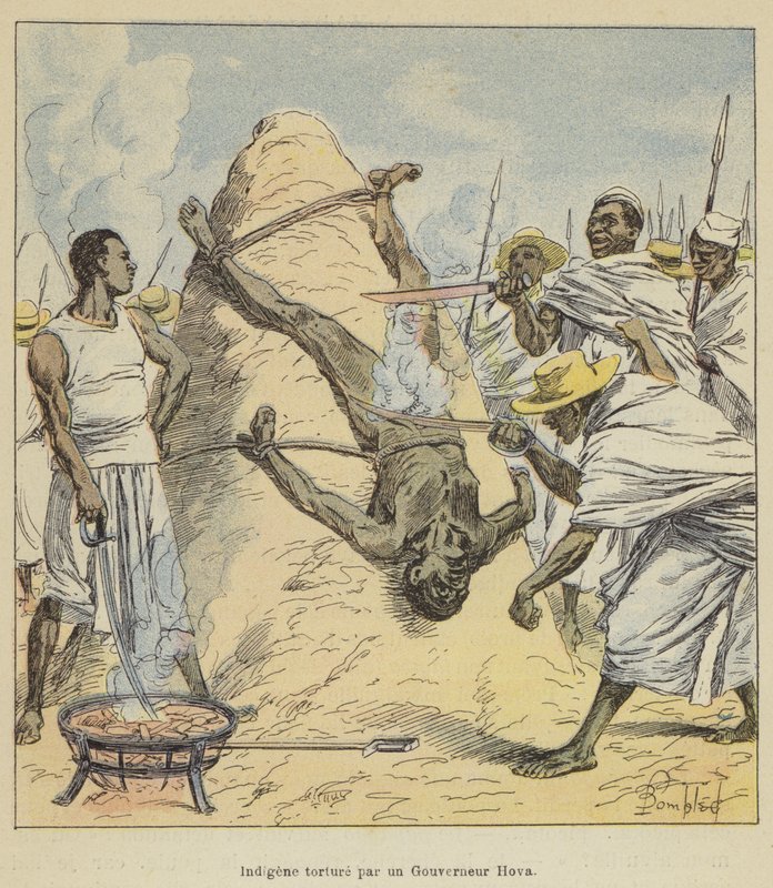 Urfolks tortur av guvernør Hova av after Louis Charles Bombled