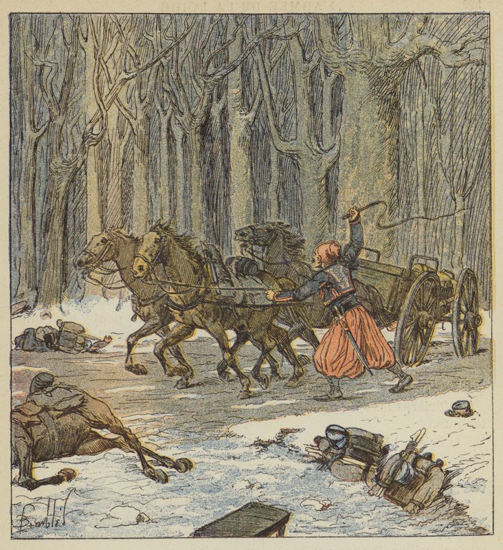 Ung zouave tar alene med seg et stykke kanon av after Louis Charles Bombled
