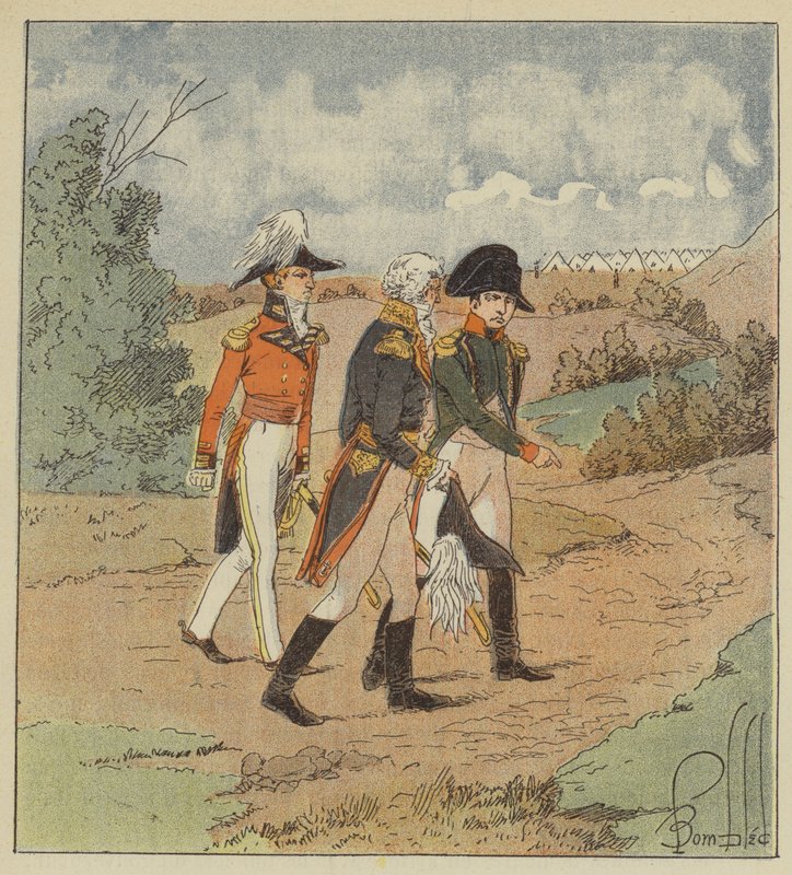 Keiseren snakker med den engelske admiralen i nærvær av guvernøren av after Louis Charles Bombled
