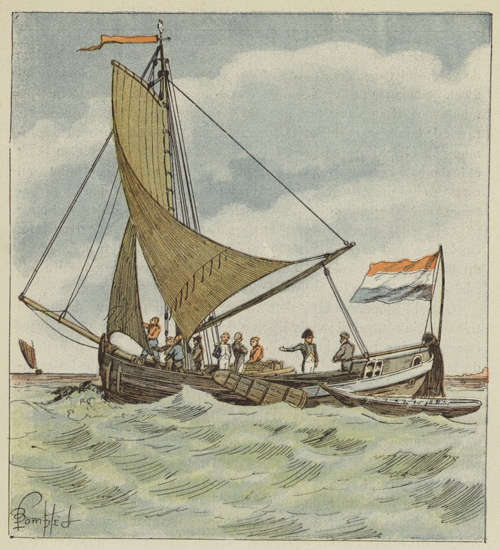 Keiseren donerer en båt til en nederlandsk pilot av after Louis Charles Bombled