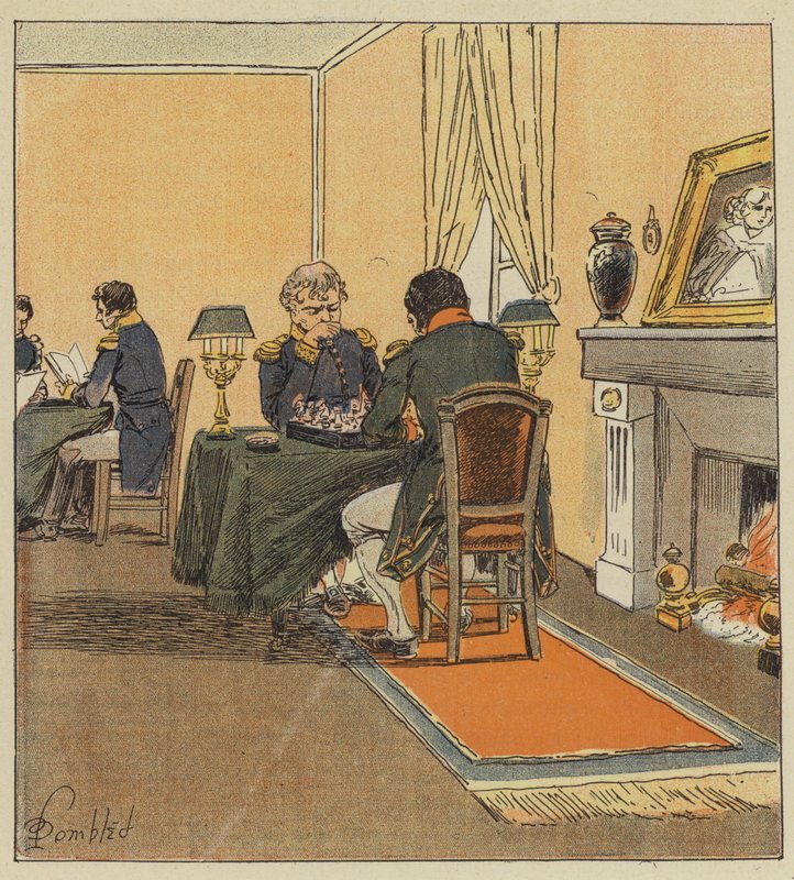 Keiseren spiller sjakk med stormarskalken av after Louis Charles Bombled