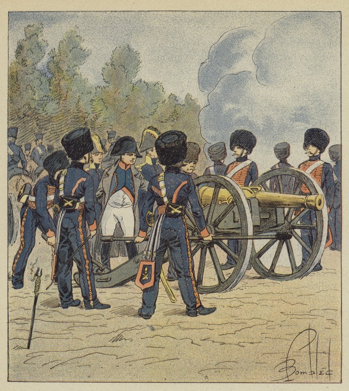 Keiseren peker brikkene til vakten selv, mot Montereau av after Louis Charles Bombled