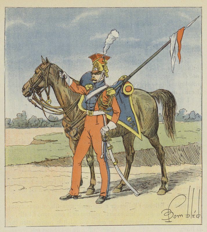 Dutch Lancer, Red Lancer fra det andre regimentet av Light Horse Lancers fra den keiserlige garde av after Louis Charles Bombled