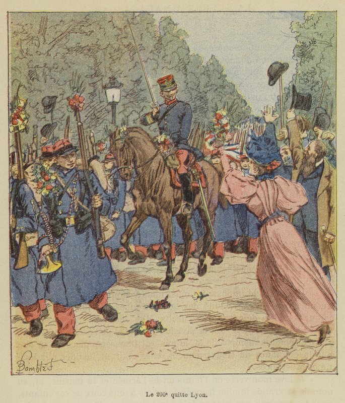 Den 200. forlater Lyon av after Louis Charles Bombled