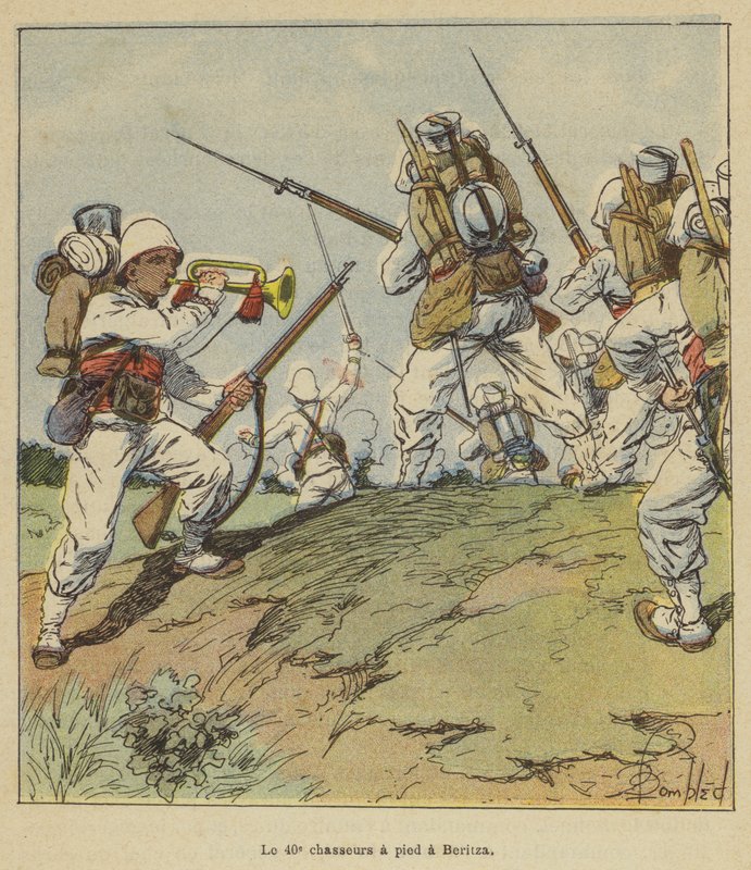 Den 40. chassøren a pied på Beritza av after Louis Charles Bombled