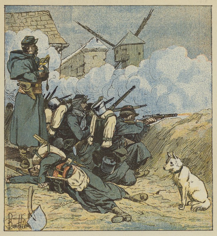 Den 5. marineinfanteribataljonen ved Neuville Mill av after Louis Charles Bombled