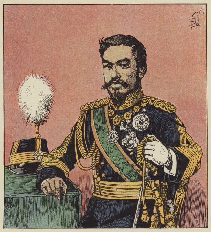 Mikado Mutsu-Hito, keiser av Japan av after Louis Charles Bombled