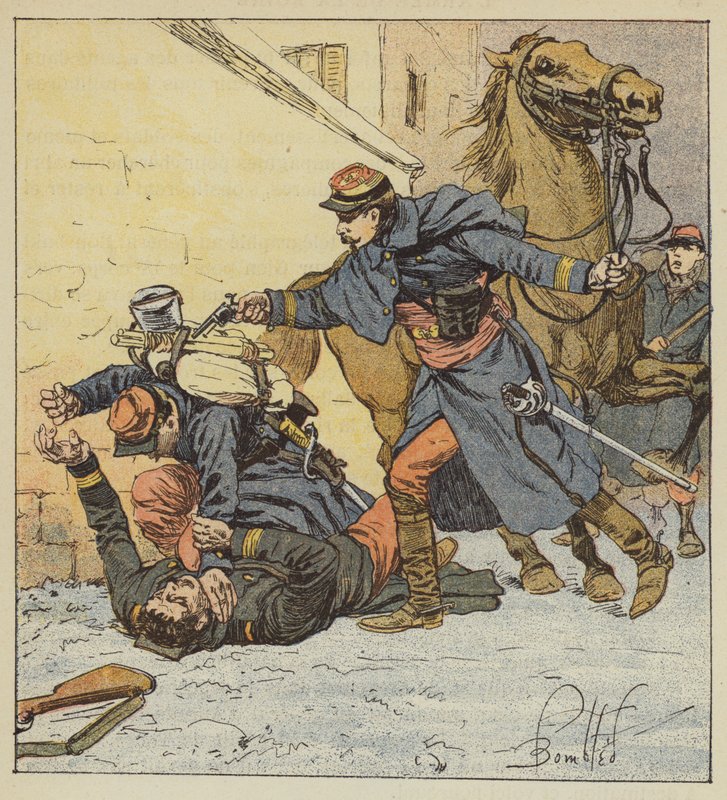 Oberst Choppin-Merey dreper en uregjerlig soldat av after Louis Charles Bombled