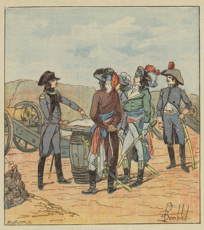 Artillerikommandanten Bonaparte utvikler planen sin til representantene av after Louis Charles Bombled