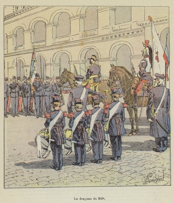 Le drapeau du 200e  av after Louis Charles Bombled
