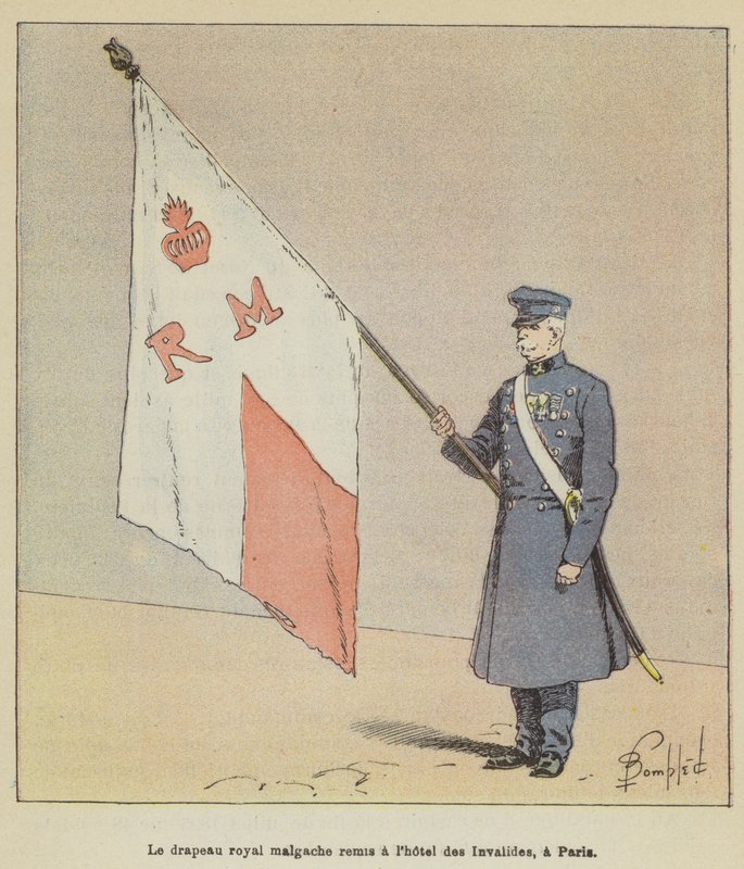 Le drapeau royal malgache remis a lhotel des Invalides, a Paris  av after Louis Charles Bombled