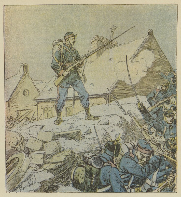Sersjant Pitou, som uforferdet steg opp på barrikaden til Courceboeufs, bestemte seg for å ta landsbyen av after Louis Charles Bombled