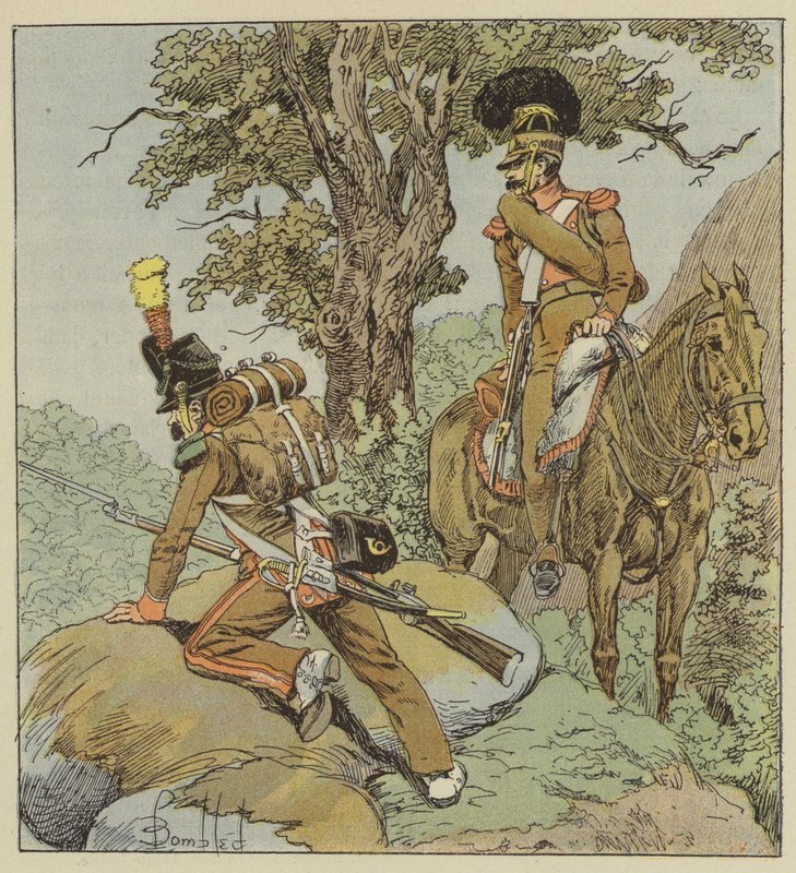 Portugisisk legion, infanteri, jegere, kavaleri, beredne jegere av after Louis Charles Bombled