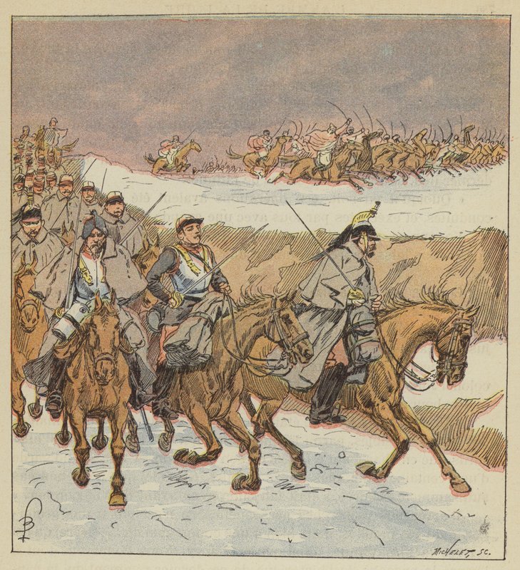 Araberne til oberst Goursaud løsner, med en strålende anklage, de 3. cuirassiers av after Louis Charles Bombled