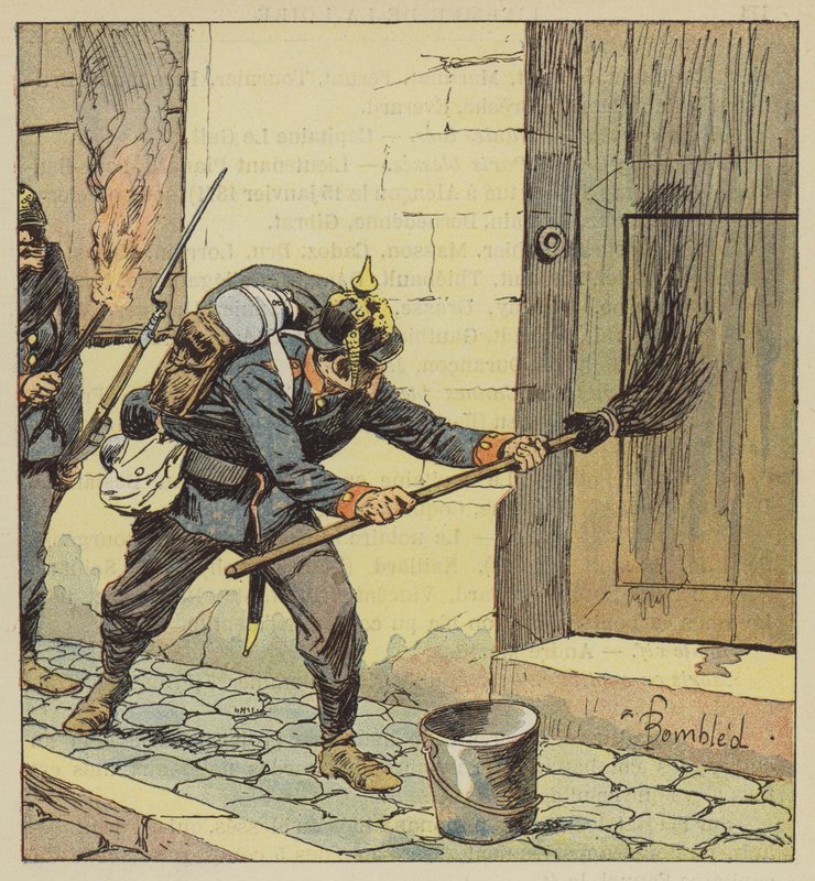 Prøysserne satte fyr på 193 hus i Chateaudun etter å ha belagt dem med olje av after Louis Charles Bombled